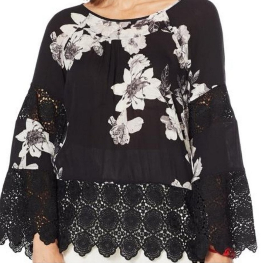 NWT Curations floral lace blouse 2X